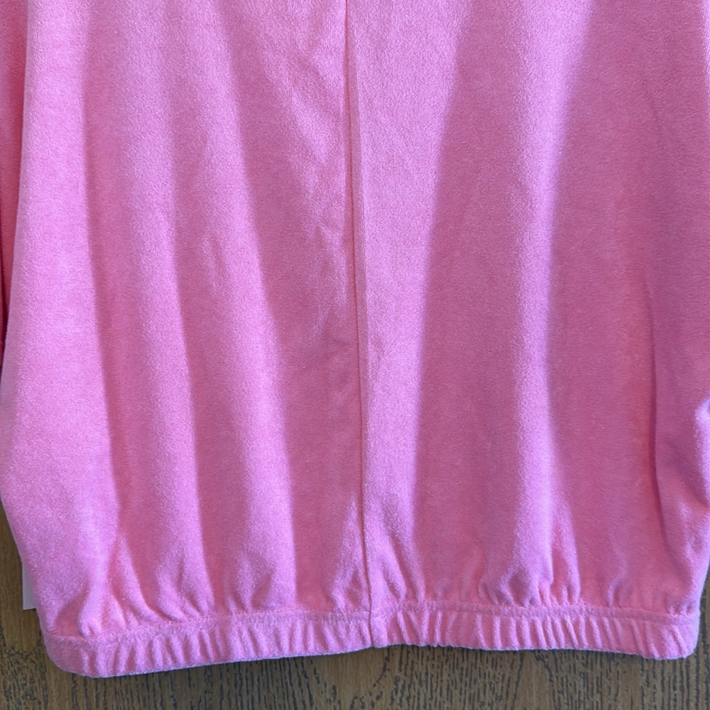 NEW Juicy Couture Pink Terry Cloth Short Dolman Sleeve Crop Top Size XL - Picture 12 of 13